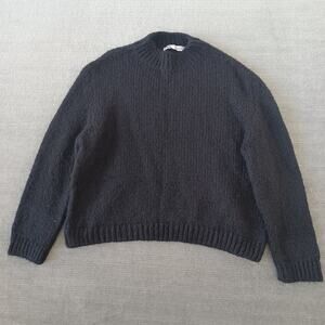 Zara Sweater Women M Black Knit Mock Neck Casual Wool Blend Classic Minimalist